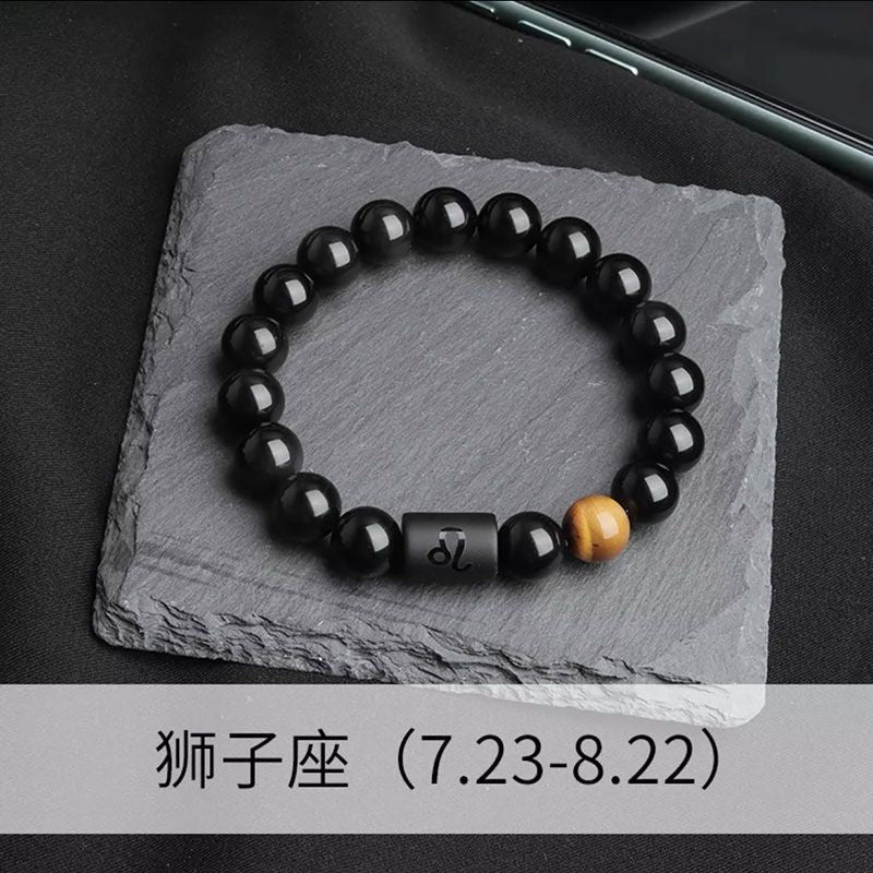 Wholesale Twelve Constellations Natural Stone Elastic Bracelet